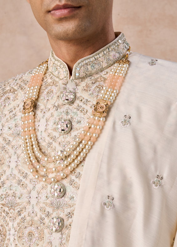 Manyavar Men Elegant Cream Royal Sherwani