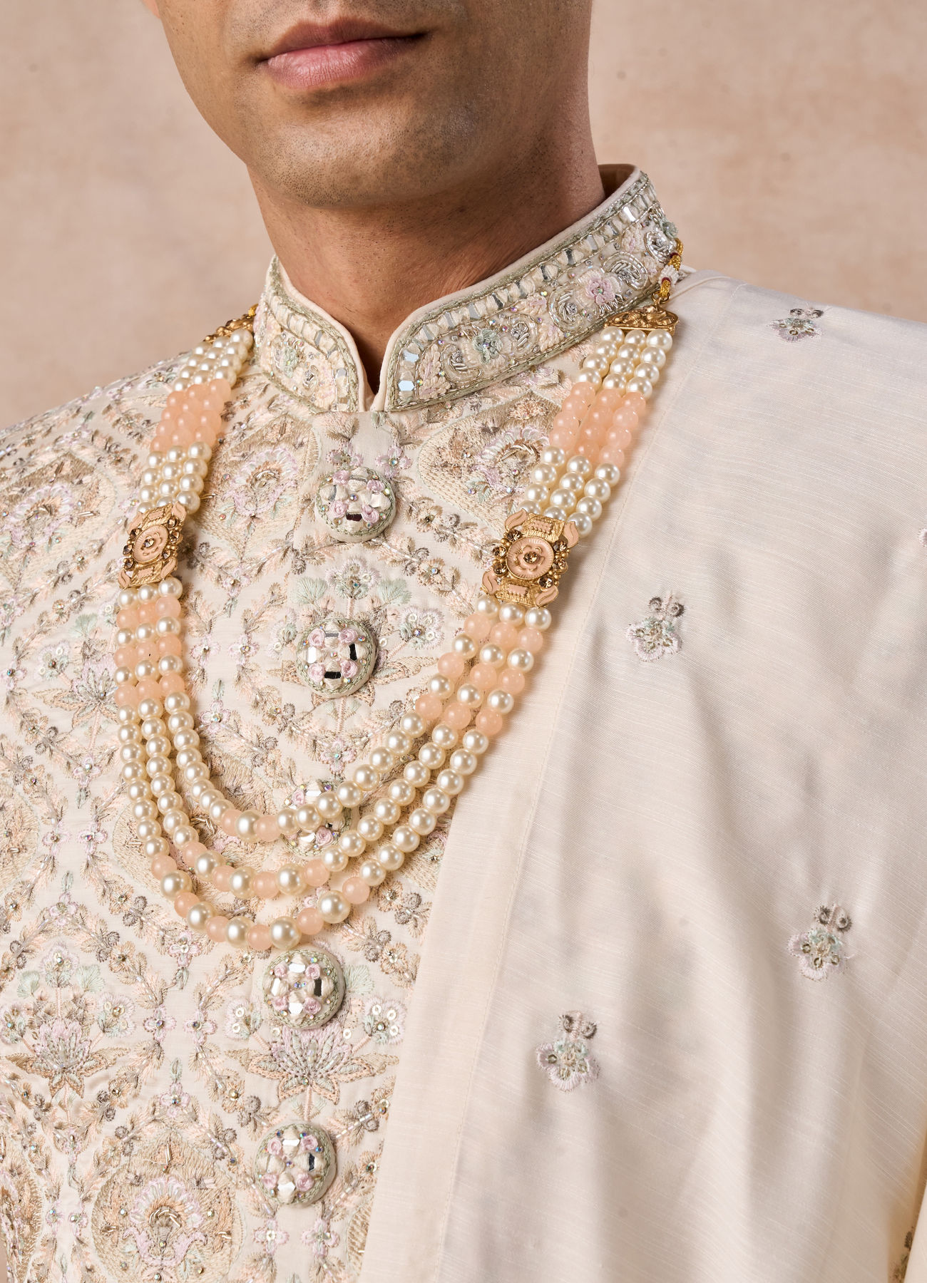 Manyavar Men Elegant Cream Royal Sherwani