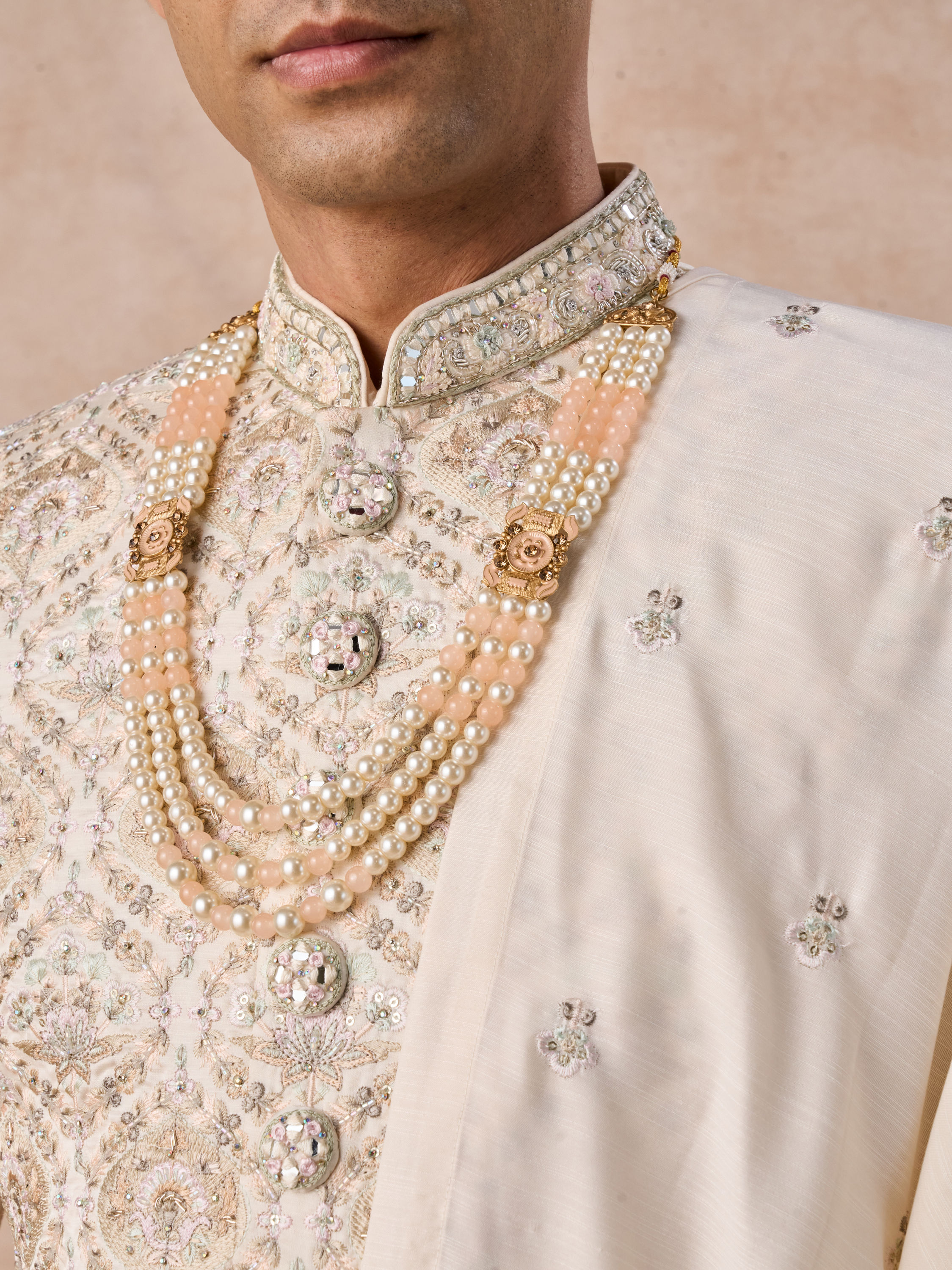 Manyavar Men Elegant Cream Royal Sherwani