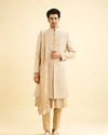 Manyavar Men Fawn Imperial Embroidered Sherwani Set with Sequin Work