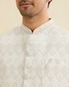 Manyavar Men Warm White Floral Jaal Embroidered Sherwani Set with Sequin Work