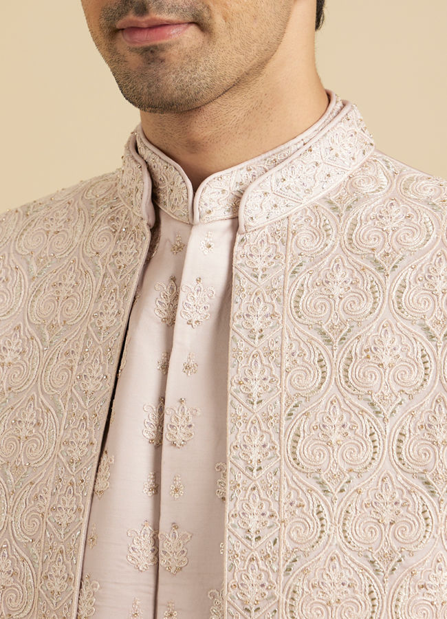 Manyavar Men Dusty Pink Grandeur Open Sherwani