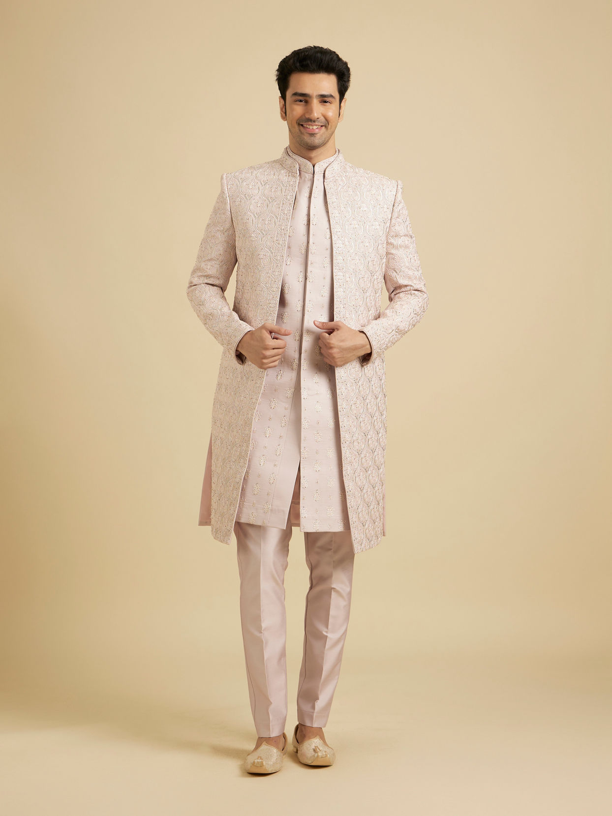 Manyavar Men Dusty Pink Grandeur Sherwani image number 2