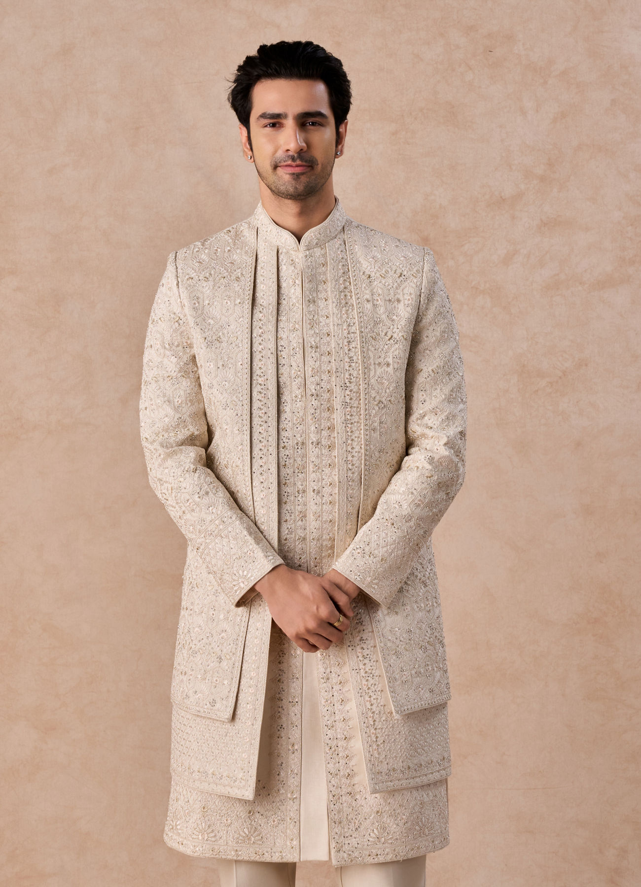 Manyavar Men Elegant Beige Sherwani