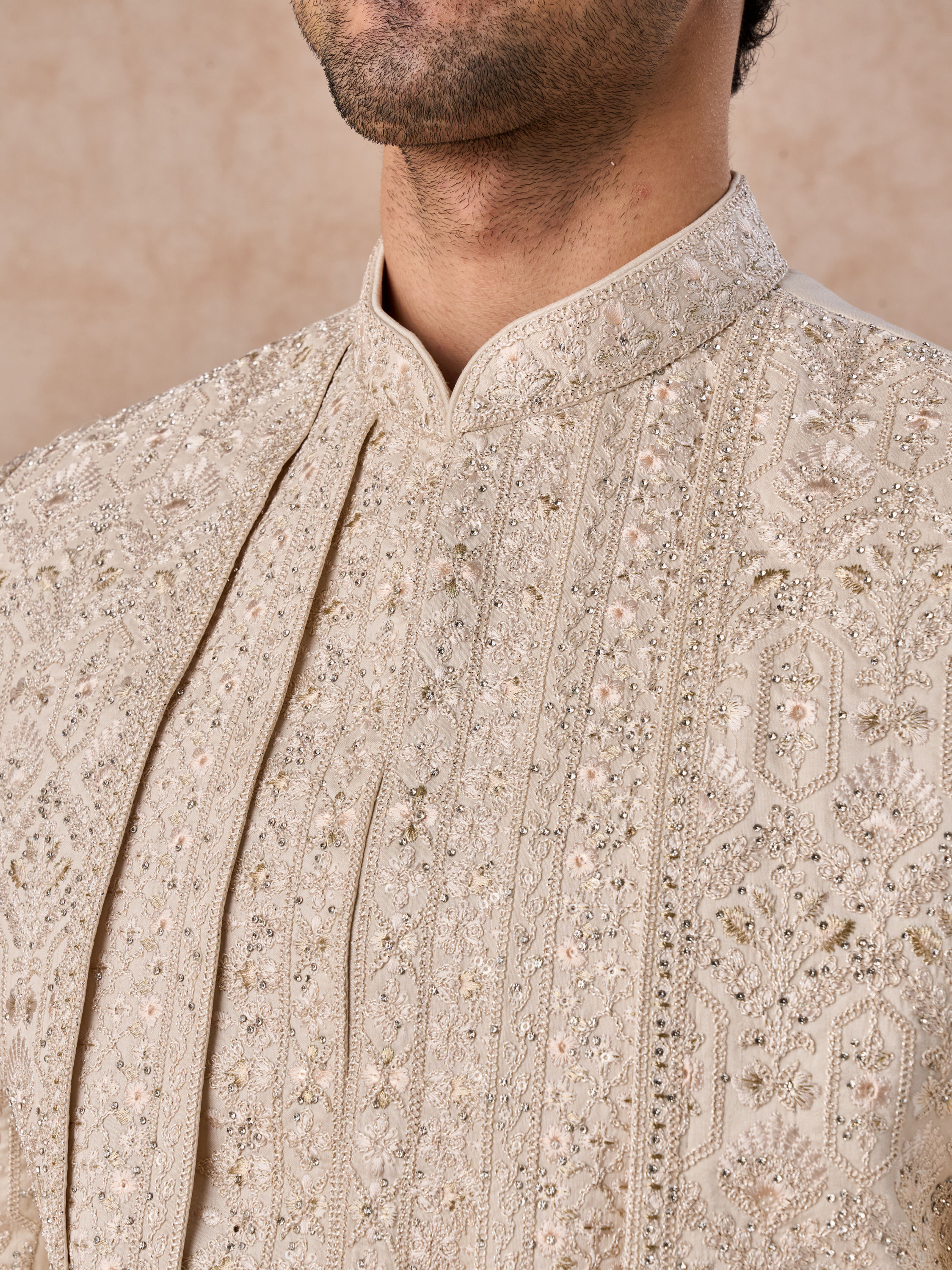 Manyavar Men Elegant Beige Sherwani