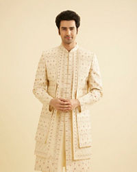 Manyavar Men Beige Sheen Sherwani