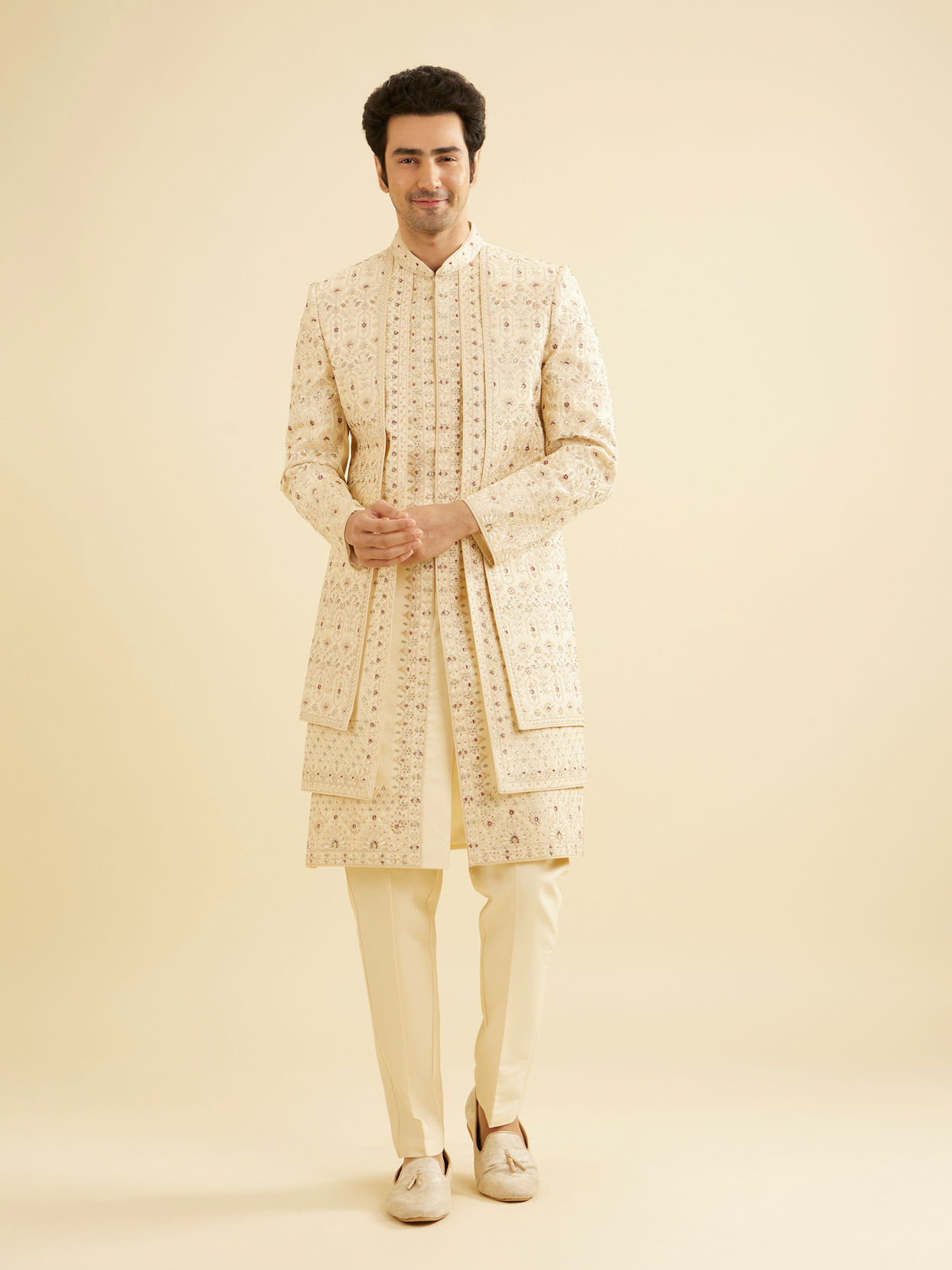 Manyavar Men Beige Sheen Sherwani