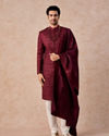Manyavar Men Maroon Sherwani Ensemble