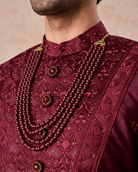 Manyavar Men Maroon Sherwani Ensemble
