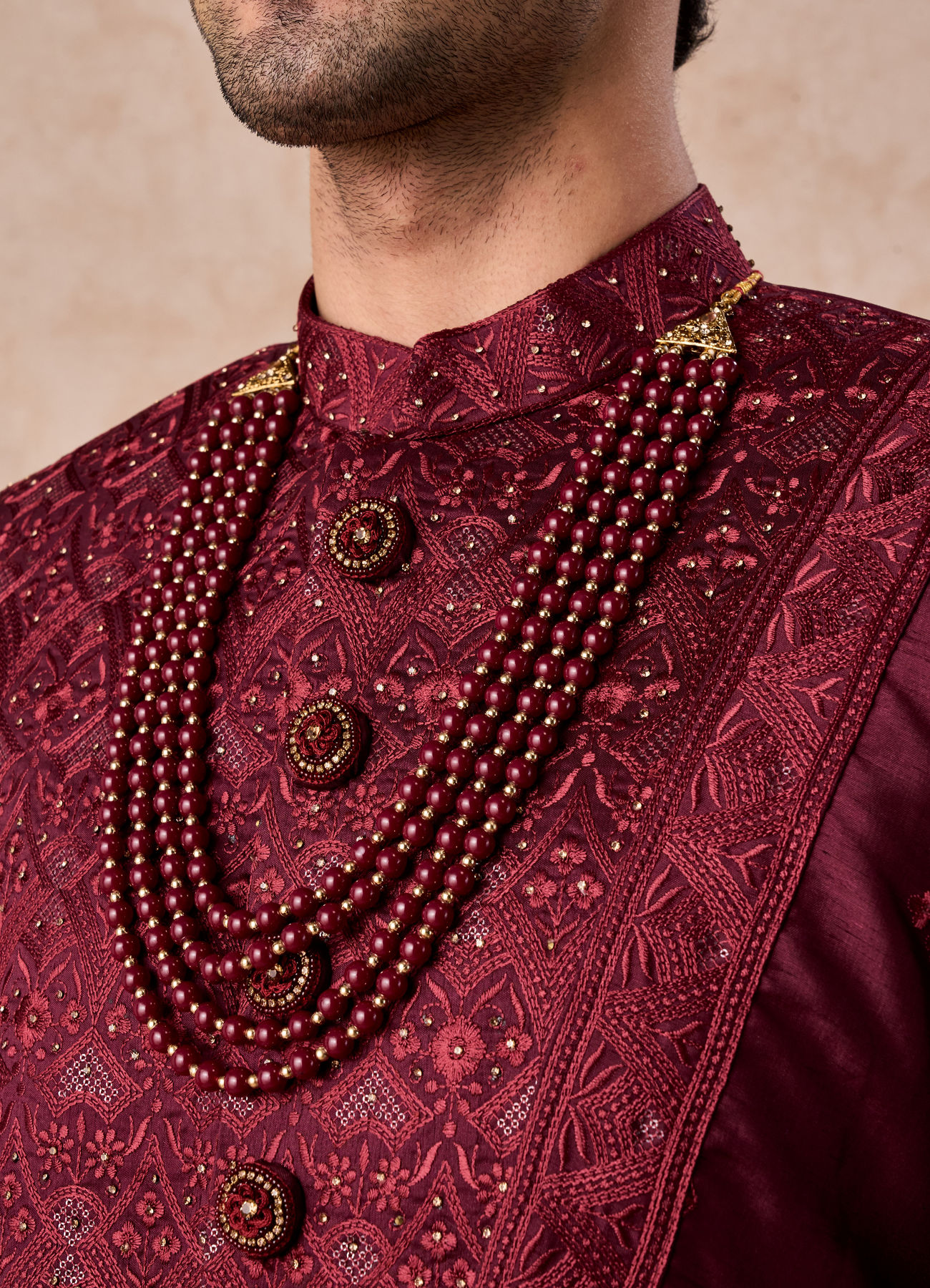 Manyavar Men Maroon Sherwani Ensemble