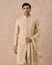 Manyavar Men Beige Elegance Sherwani