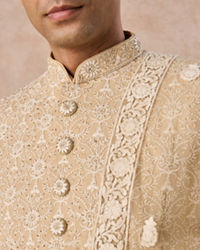 Manyavar Men Beige Elegance Sherwani