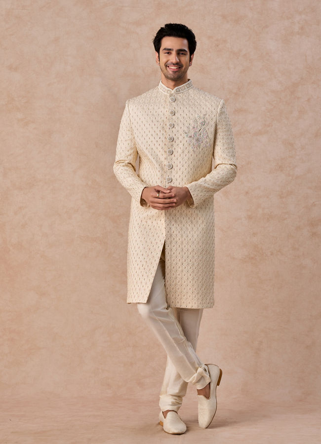 Manyavar Men Elegant Beige Sherwani