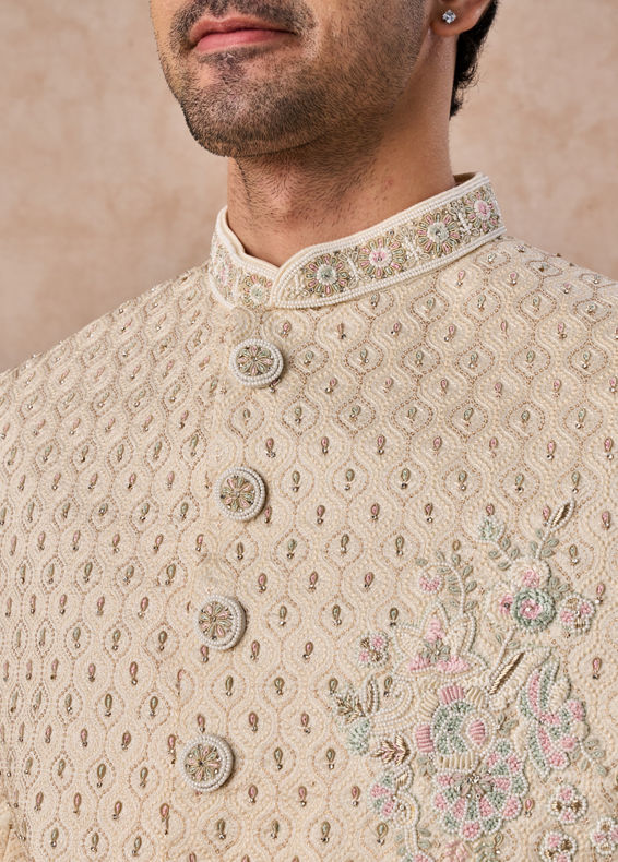 Manyavar Men Elegant Beige Sherwani