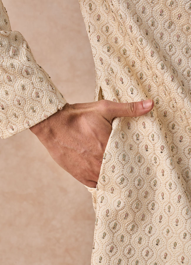 Manyavar Men Elegant Beige Sherwani