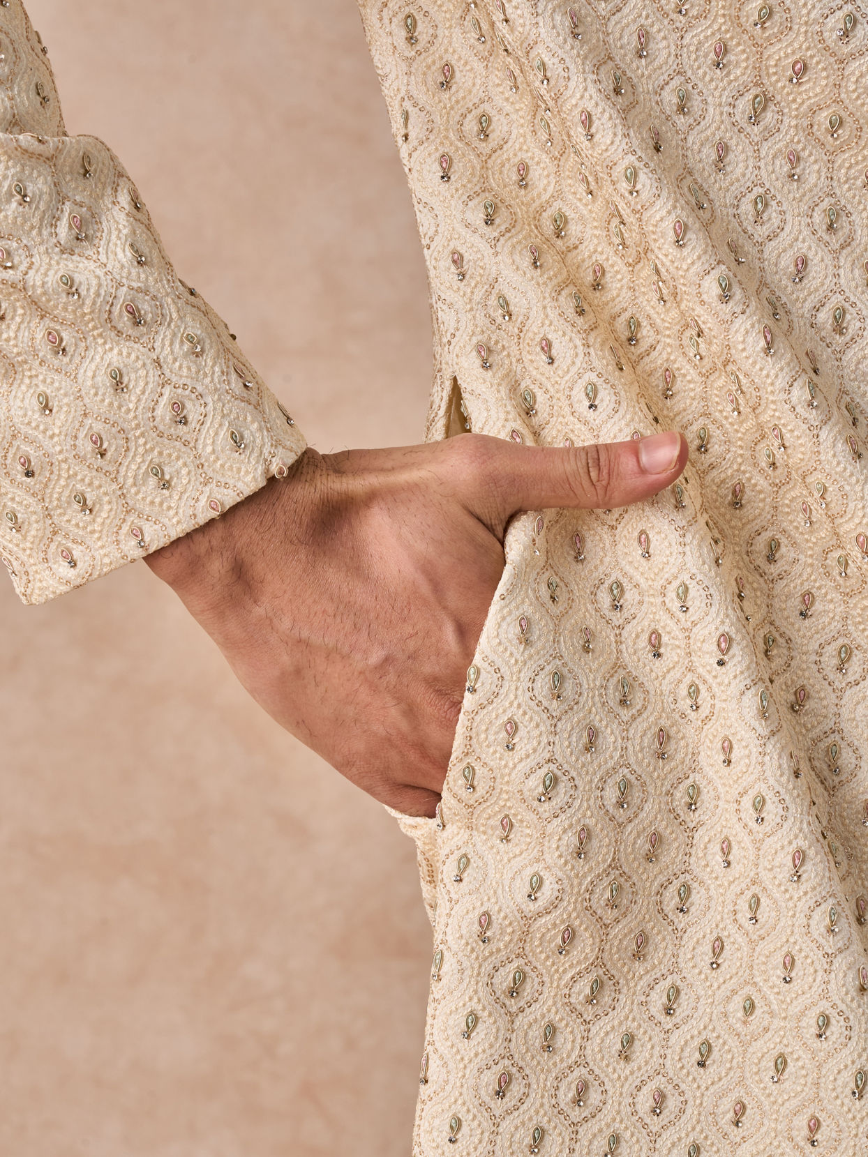 Manyavar Men Elegant Beige Sherwani