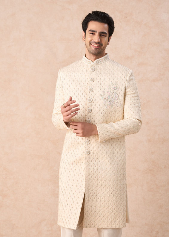 Manyavar Men Elegant Beige Sherwani