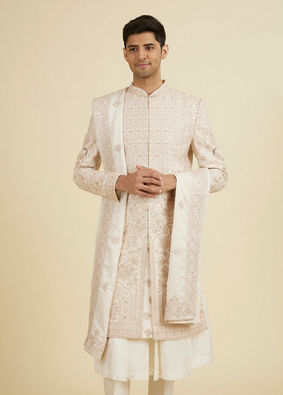 Manyavar Men Enchanting Peach Sherwani