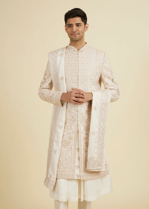 Manyavar Men Enchanting Peach Sherwani