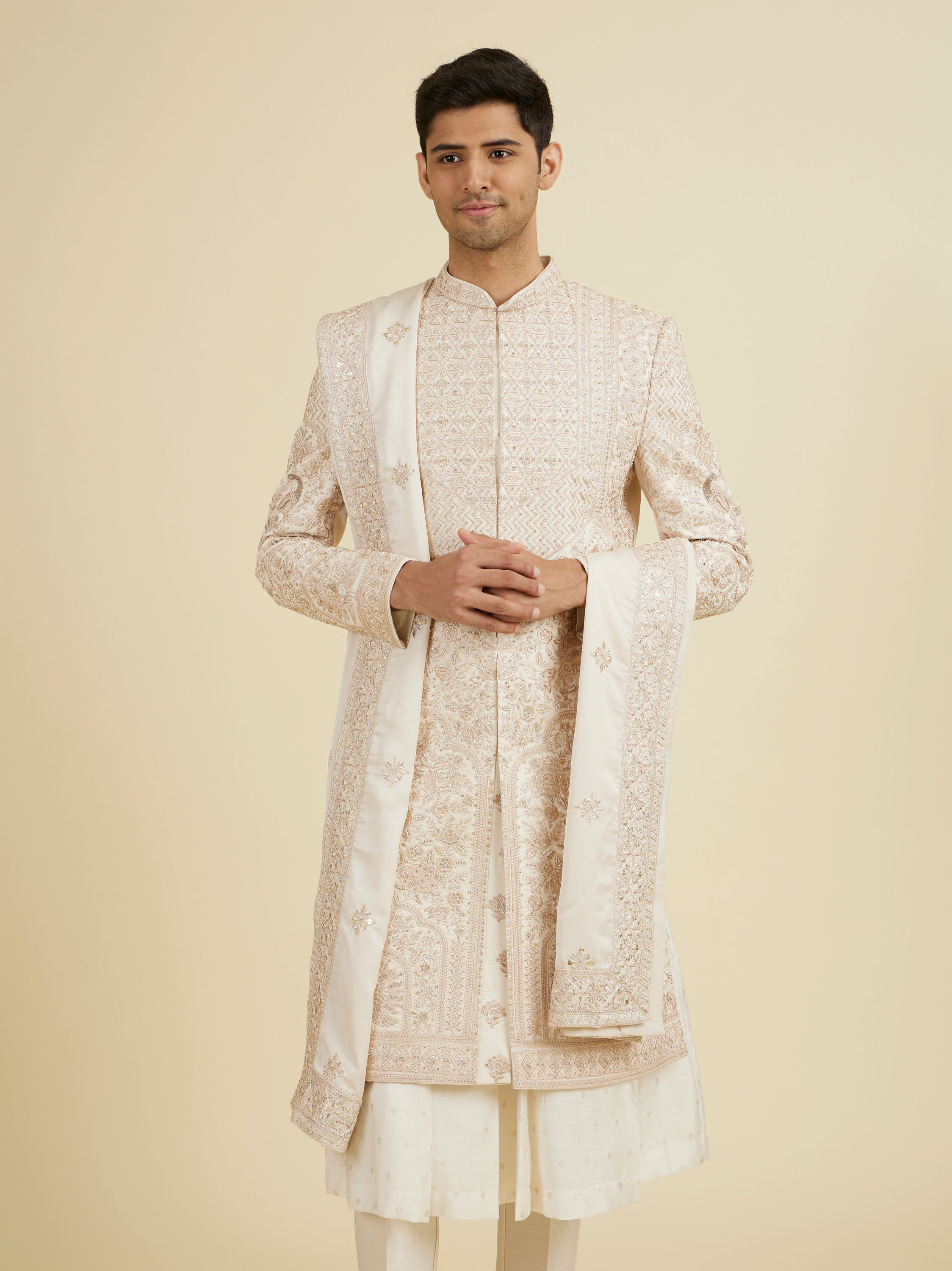 Manyavar Men Enchanting Peach Sherwani