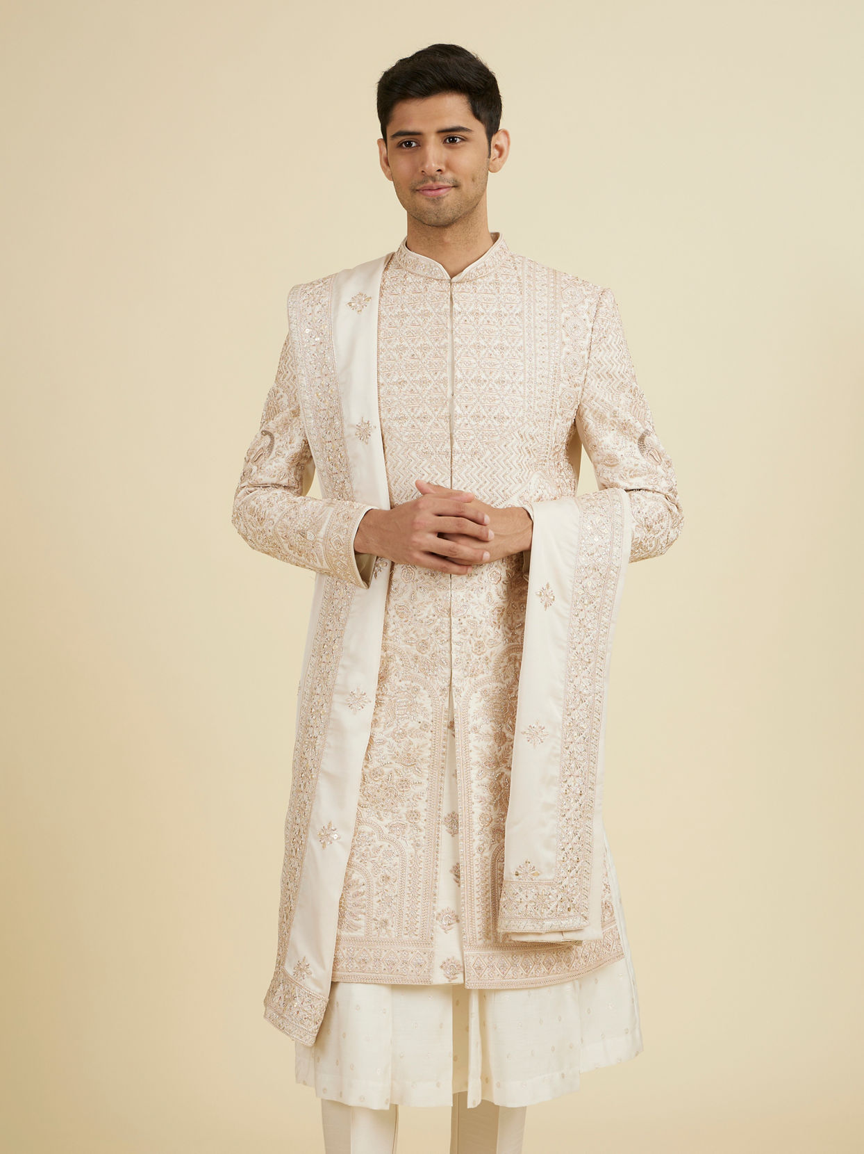 Manyavar Men Enchanting Peach Sherwani