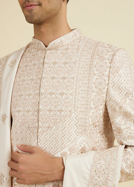 Manyavar Men Enchanting Peach Sherwani