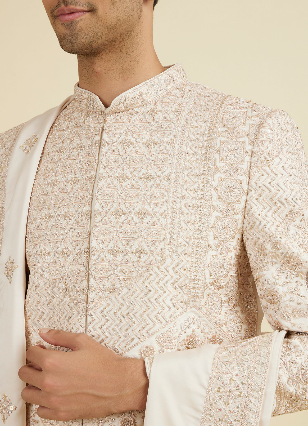 Manyavar Men Enchanting Peach Sherwani