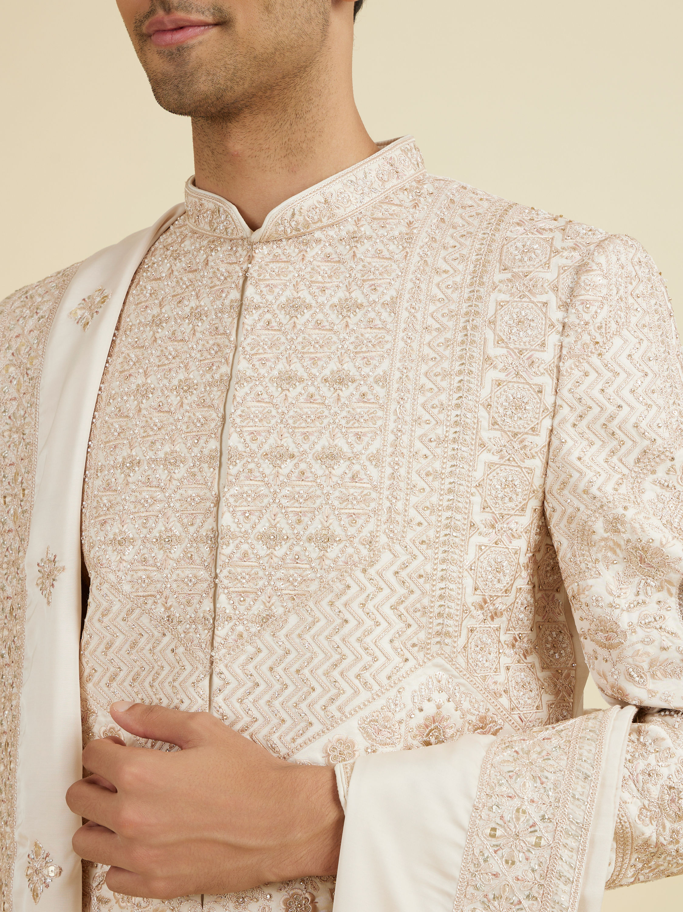 Manyavar Men Enchanting Peach Sherwani
