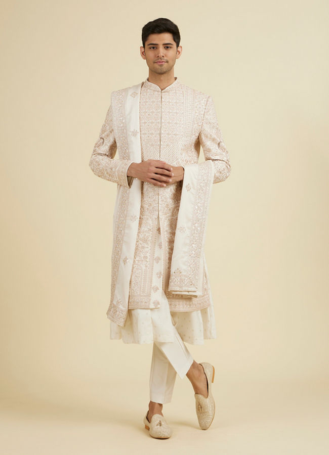 Manyavar Men Enchanting Peach Sherwani