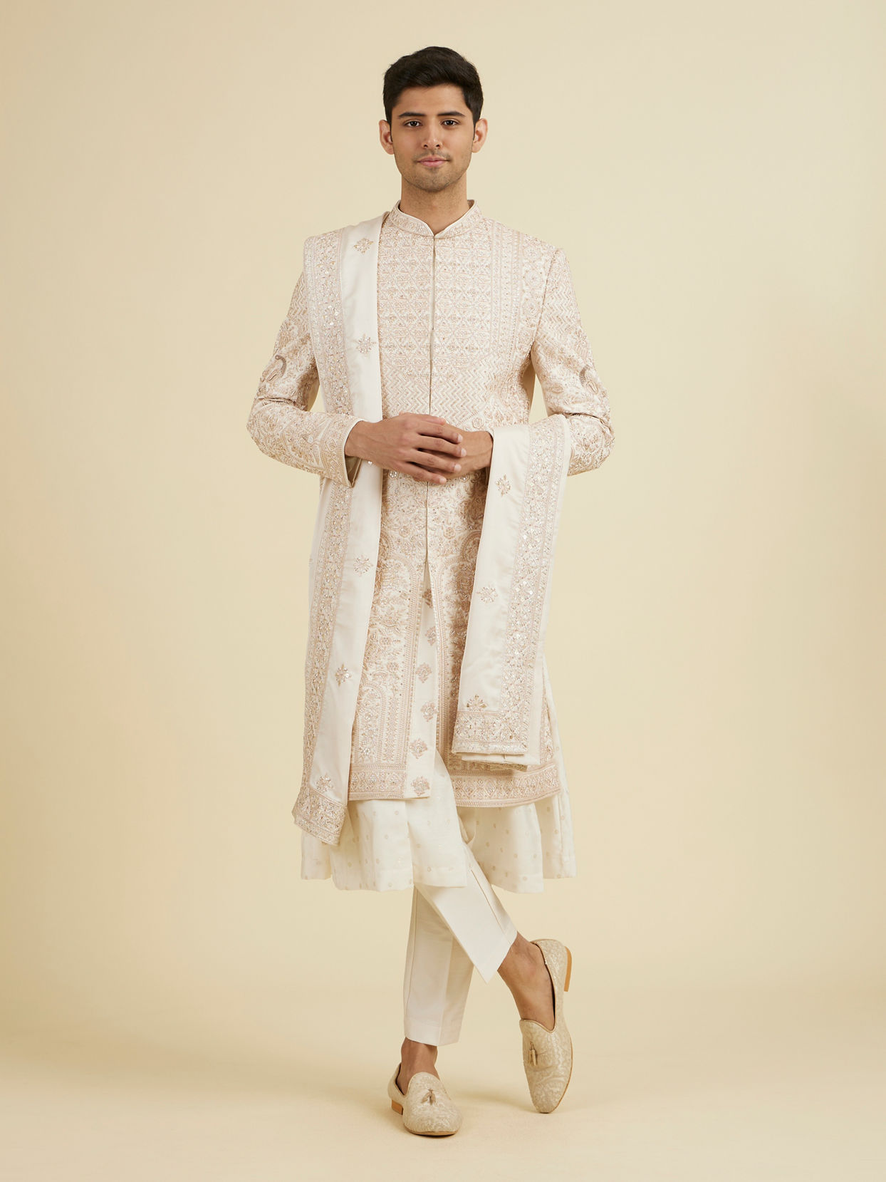 Manyavar Men Enchanting Peach Sherwani