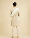 Manyavar Men Cream Silk Embroidered Sherwani