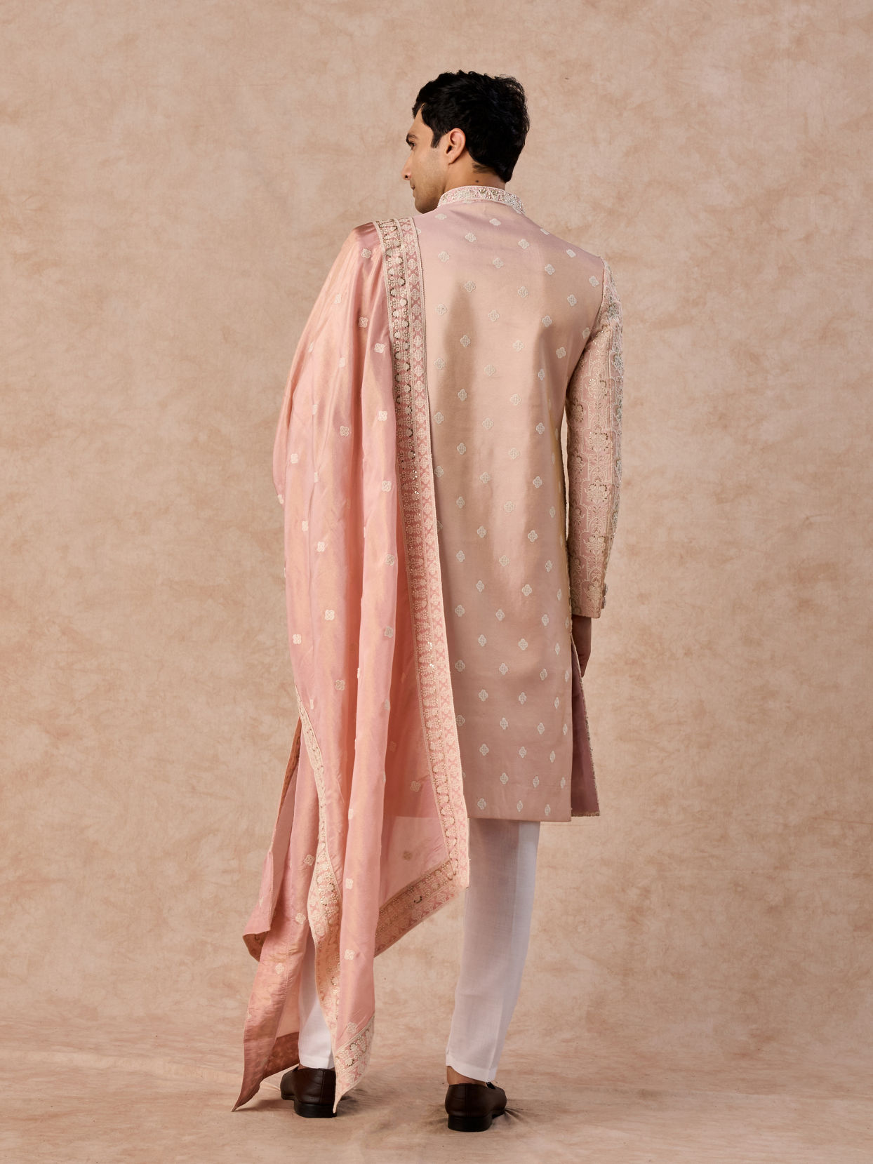 Manyavar Men Peach Splendour Sherwani