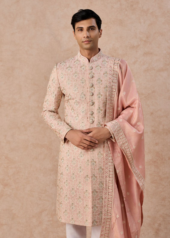 Manyavar Men Peach Splendour Sherwani