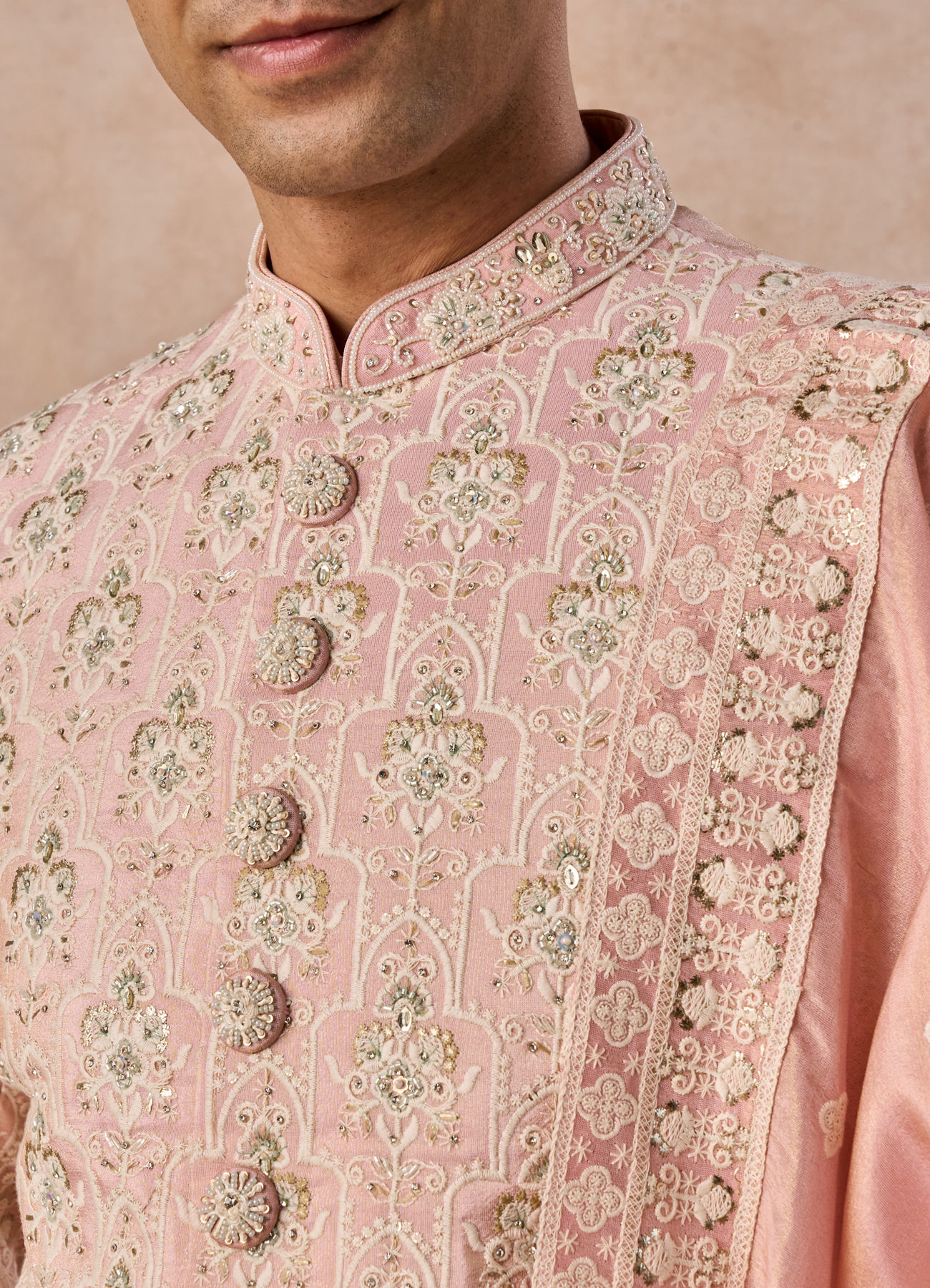 Manyavar Men Peach Splendour Sherwani