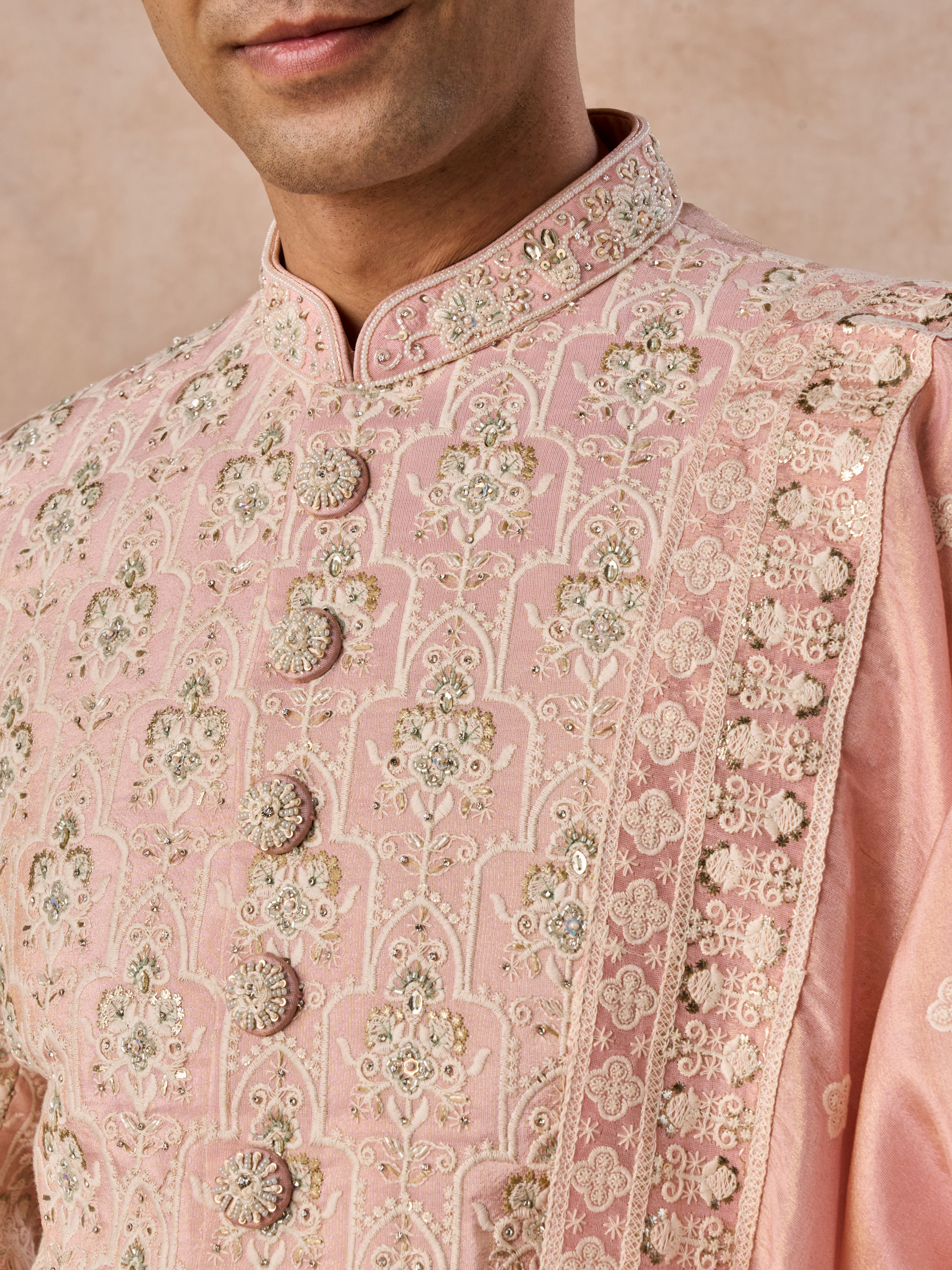 Manyavar Men Peach Splendour Sherwani