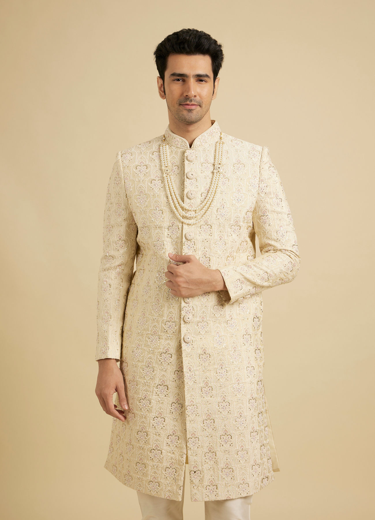 Manyavar Men Beige Festive Sherwani
