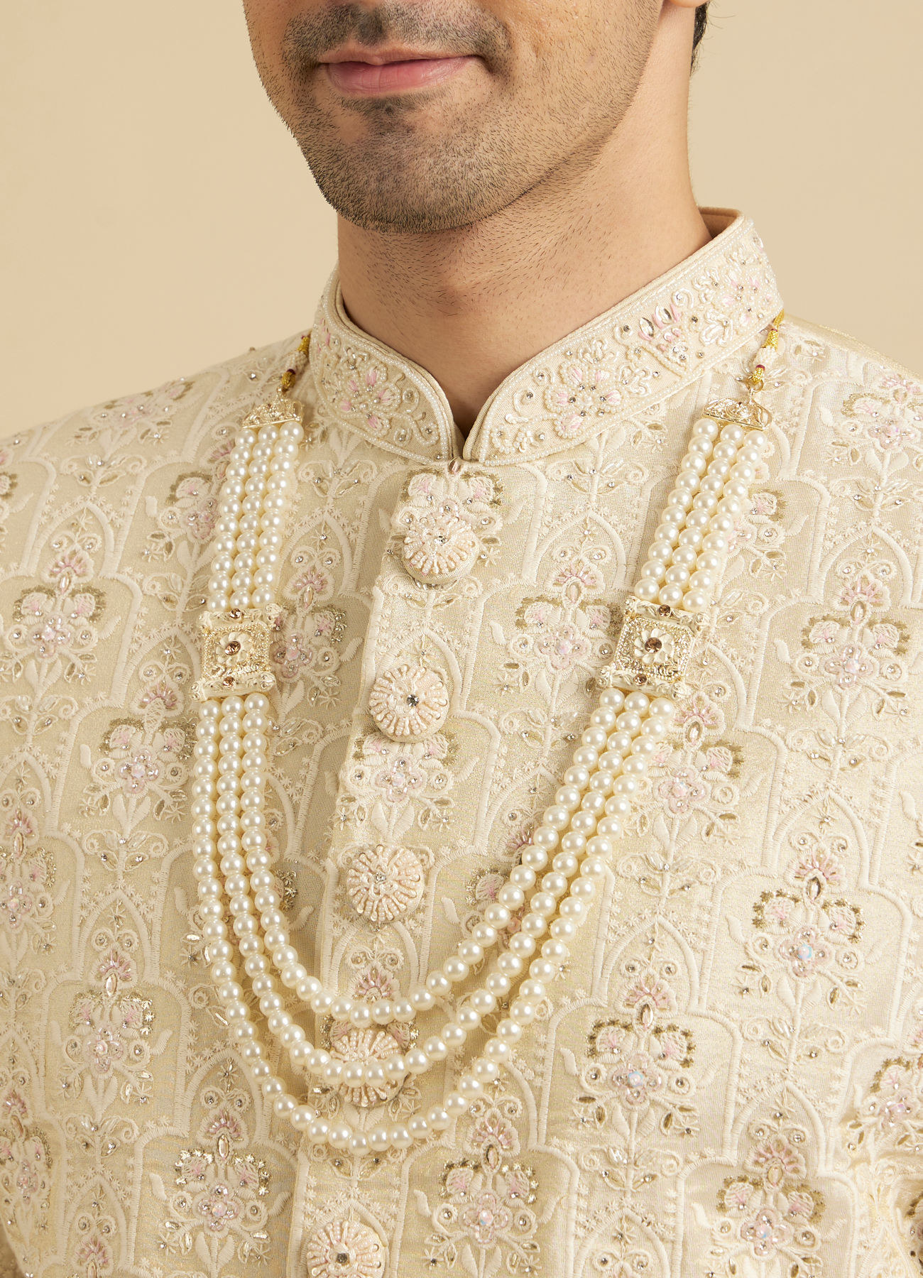 Manyavar Men Beige Festive Sherwani