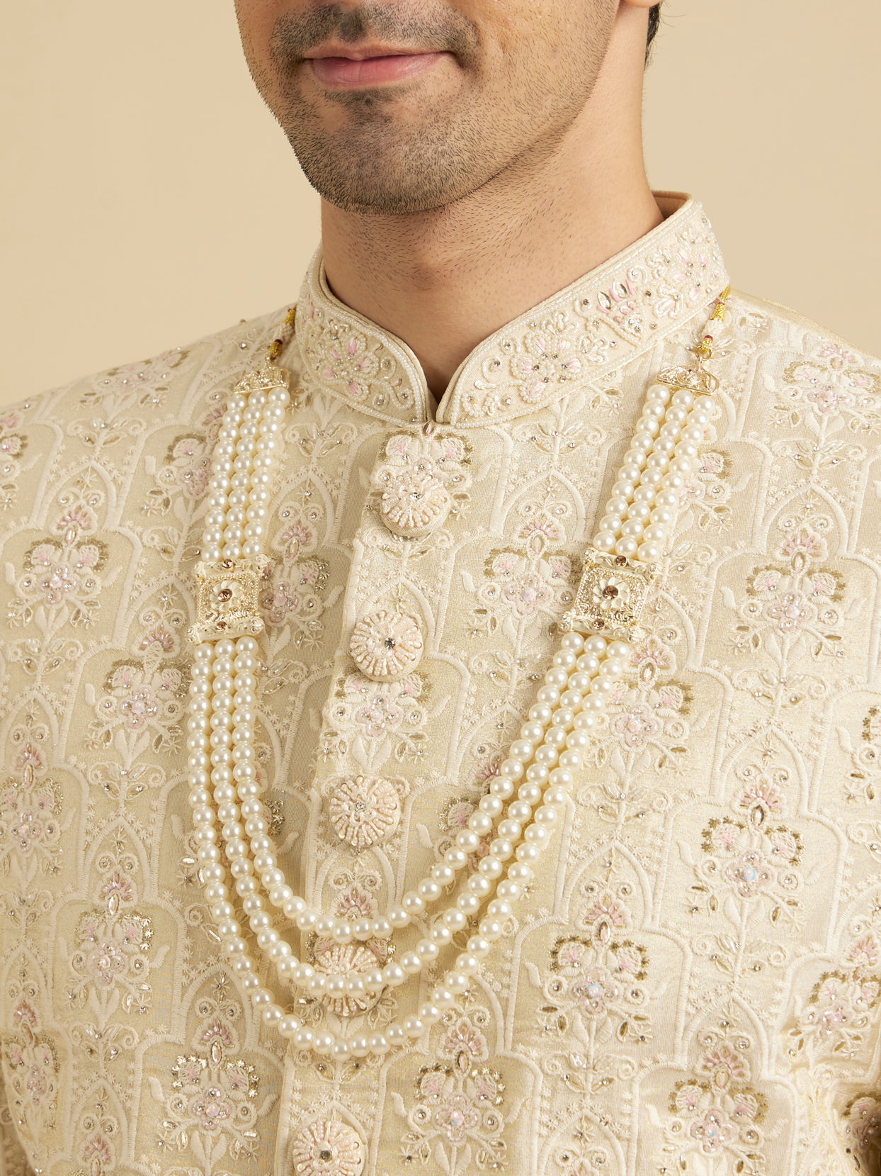 Manyavar Men Beige Festive Sherwani