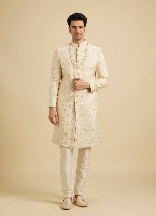 Manyavar Men Beige Festive Sherwani
