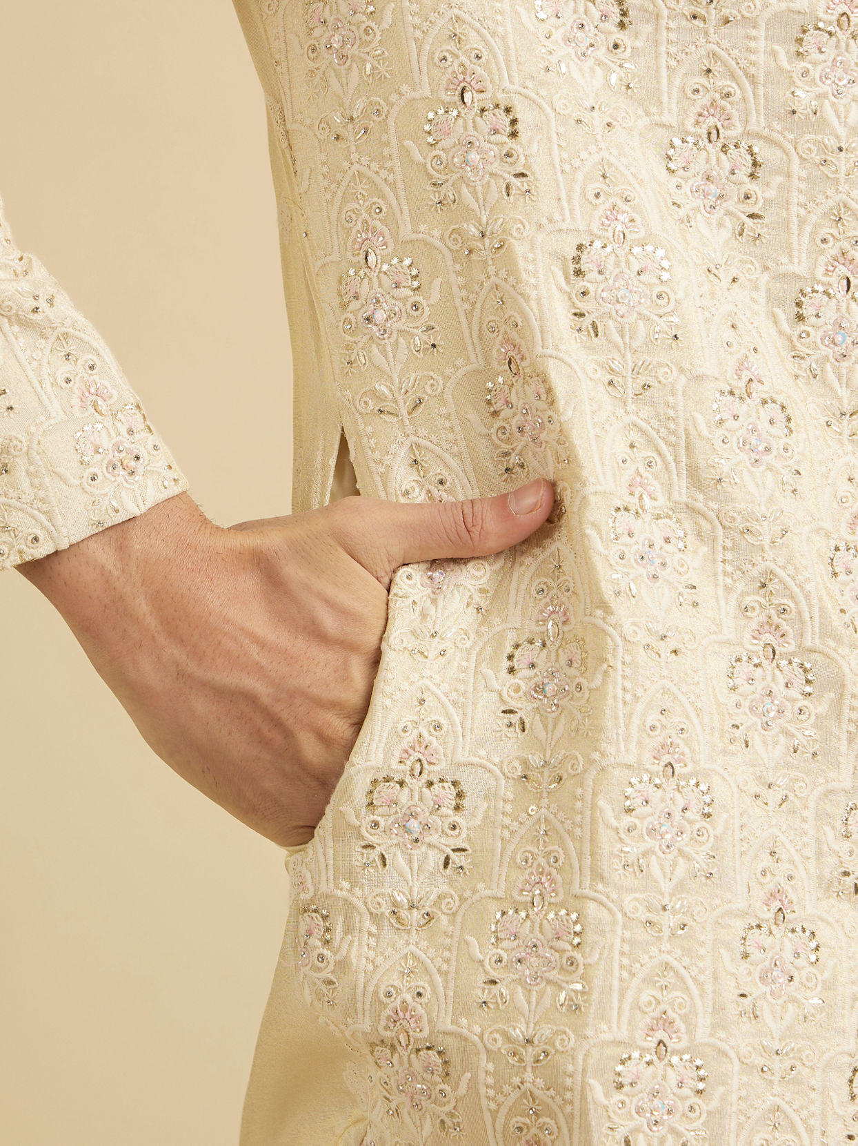 Manyavar Men Beige Festive Sherwani