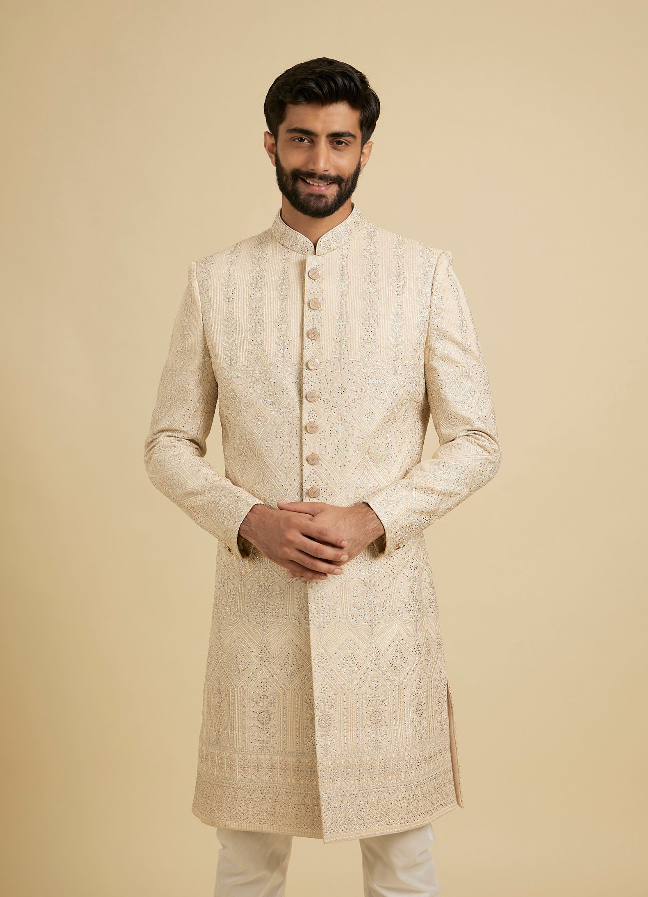 Manyavar Men Beige Elegance Sherwani