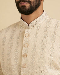 Manyavar Men Beige Elegance Sherwani