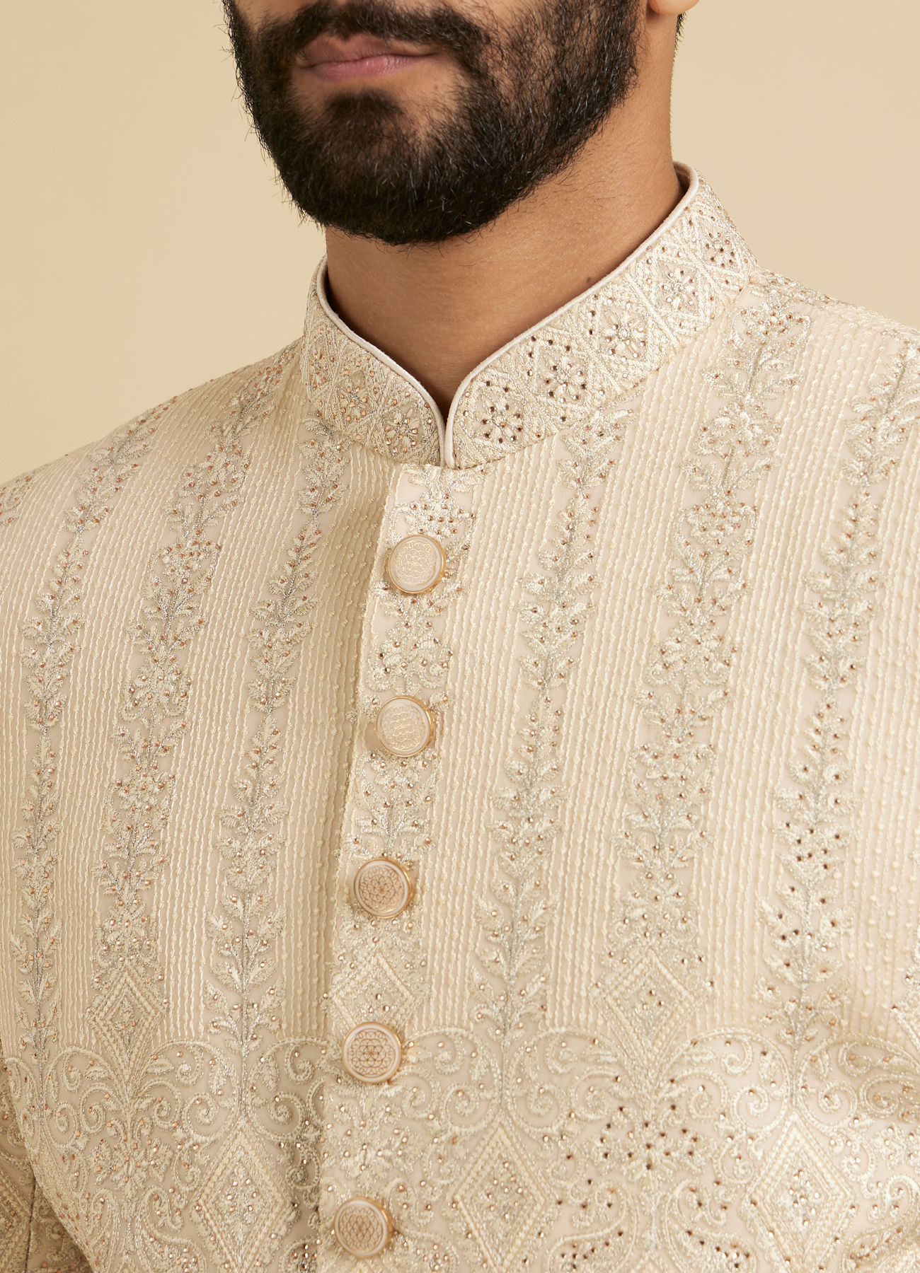 Manyavar Men Beige Elegance Sherwani