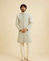 Manyavar Men Graceful Light Grey Sherwani image number 3