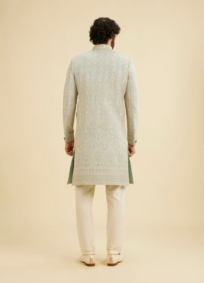 Manyavar Men Graceful Light Grey Sherwani
