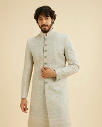 Manyavar Men Graceful Light Grey Sherwani