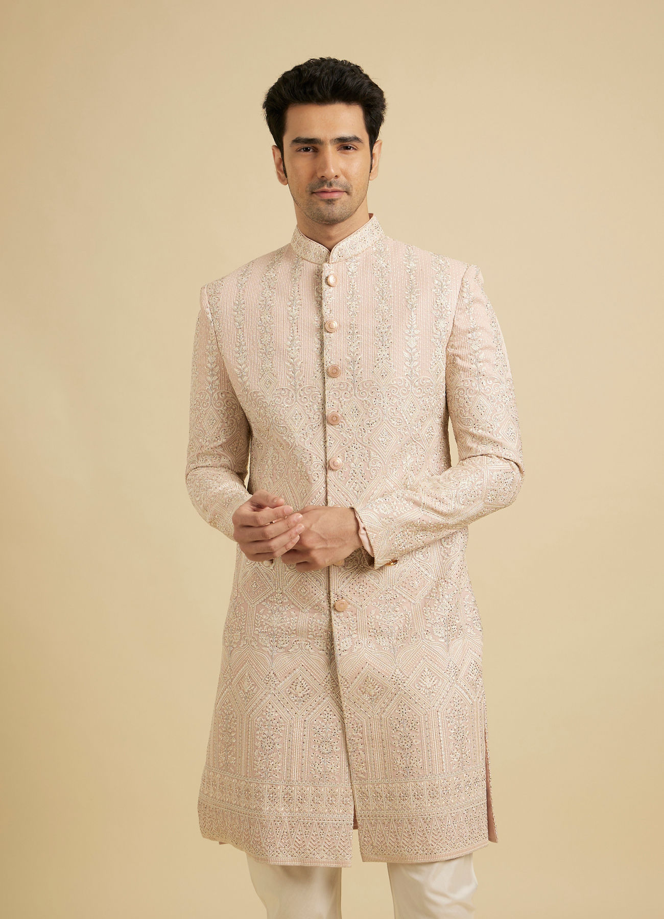 Manyavar Men Celebratory Pink Charm Sherwani