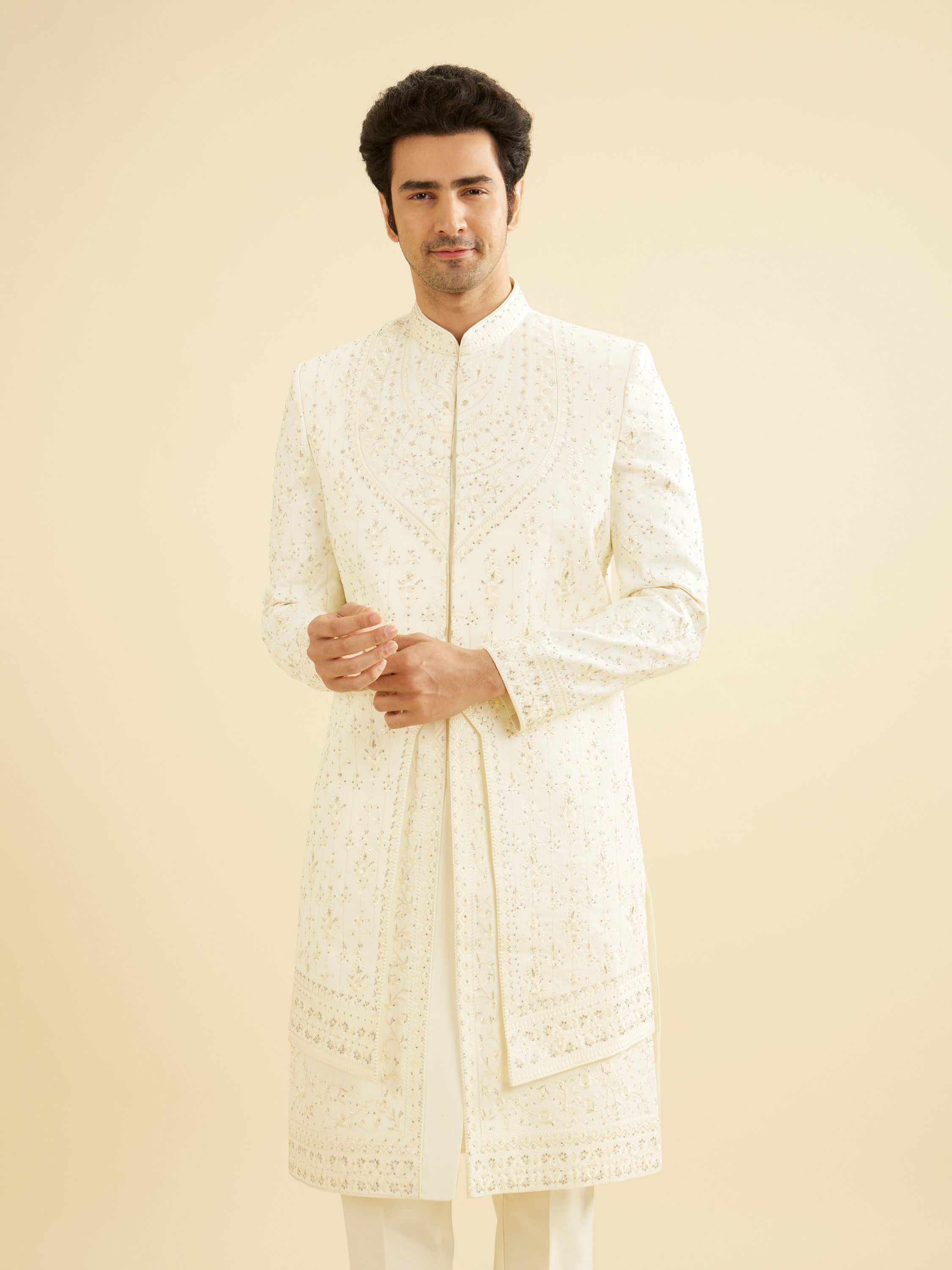 Manyavar Men Regal Cream Sherwani