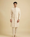 Manyavar Men Peach Cream Elegance Sherwani image number 2