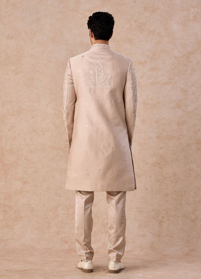 Manyavar Men Beige Natural Sherwani